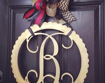 Ivory Burlap monogram wreath // ivory by KilbiBranchDesigns