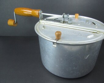 Popcorn popper, vintage kitchen, camping,mid century kitchen, appliance,