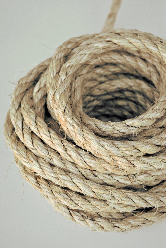 50' Natural Sisal Rope 5/16 Unoiled by VespertineLighting on Etsy