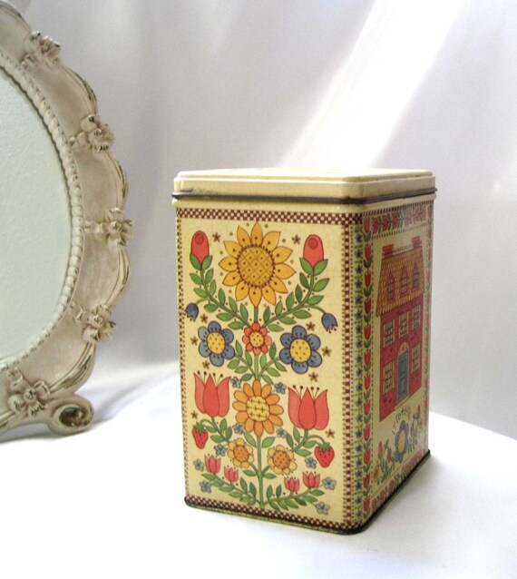 Vintage Tin, Hallmark, 1776-1976, Bicentennial, Flower Power, Hippie 