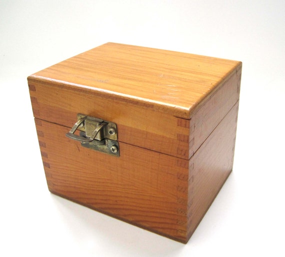 Wood Box Office Decor Box for Stamps Business Cards Recipe