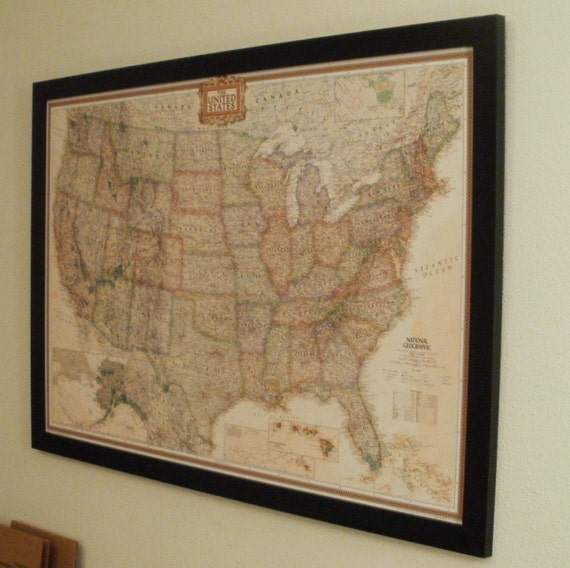 Framed United States Mapusa MapFramed USA Push Pin MapUSA