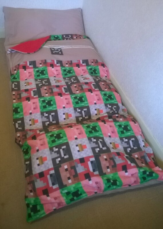 Minecraft inspired pillow case/sleeping bag/nap mat