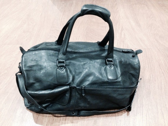 Black leather carry-on bag by ravenousrhino on Etsy