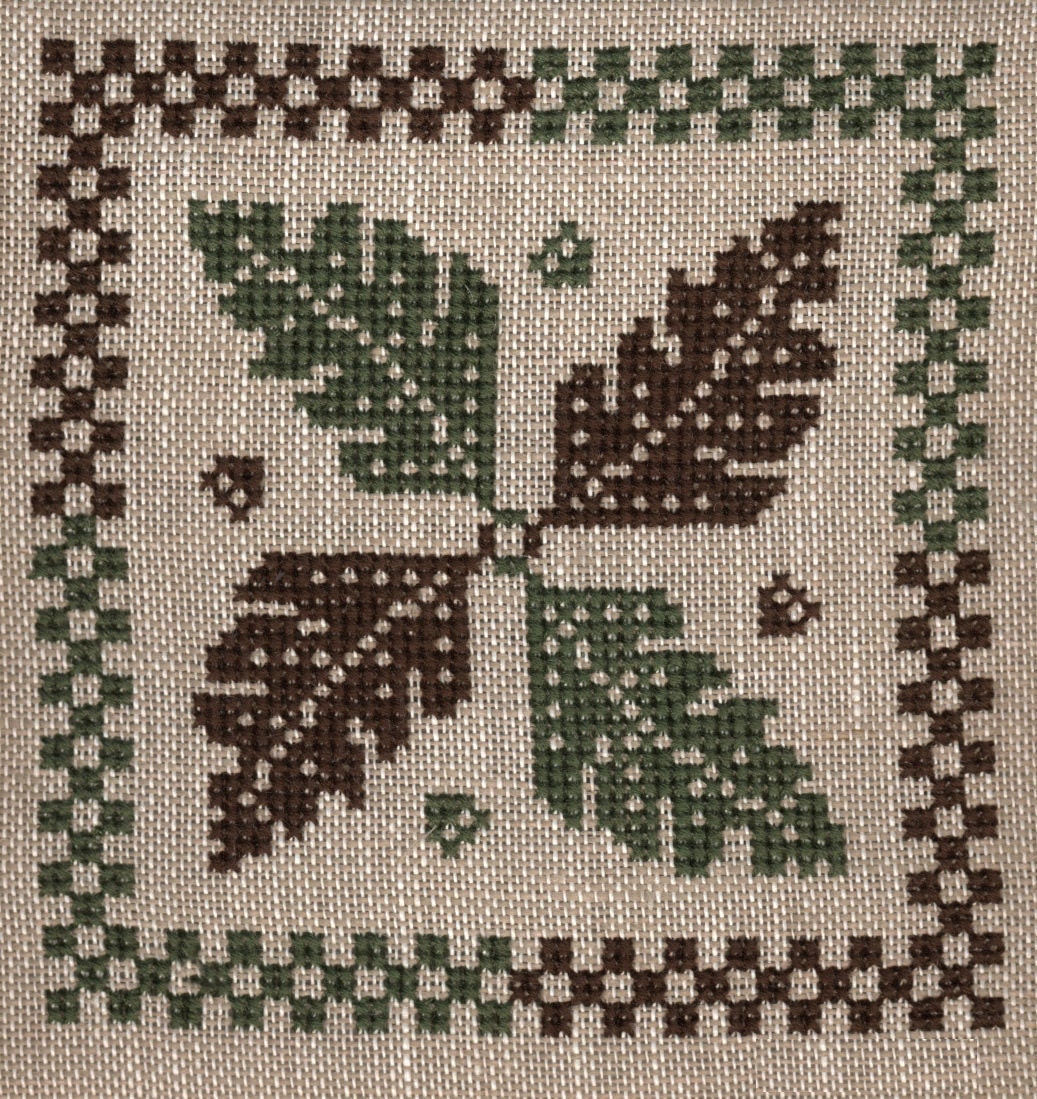PDF CHART counted cross stitch Autumn Equinox oak leaves