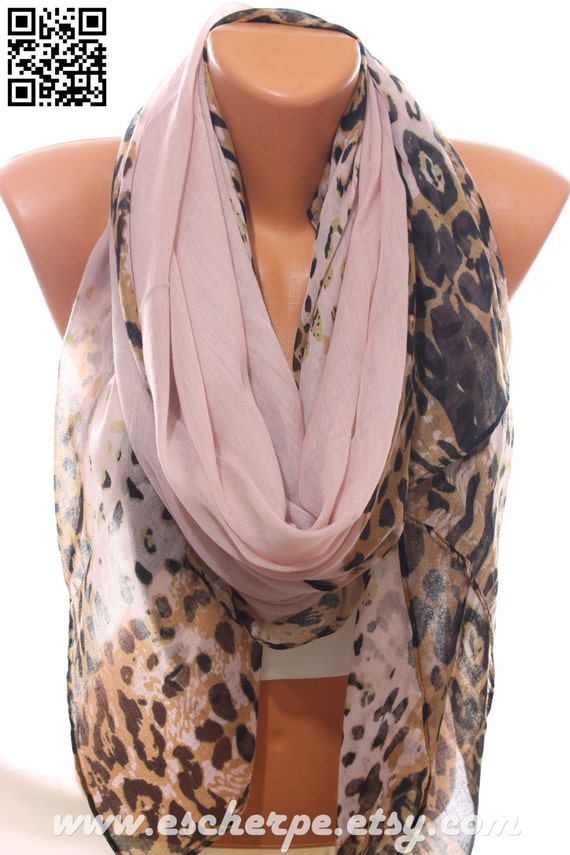 Leopard Print Animal Print Nude Pink Scarf So Soft Lightweight