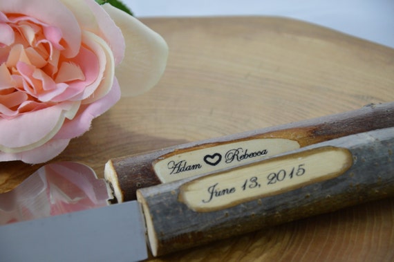 Rustic wood  cake  knifecake serving  set  rustic wedding 