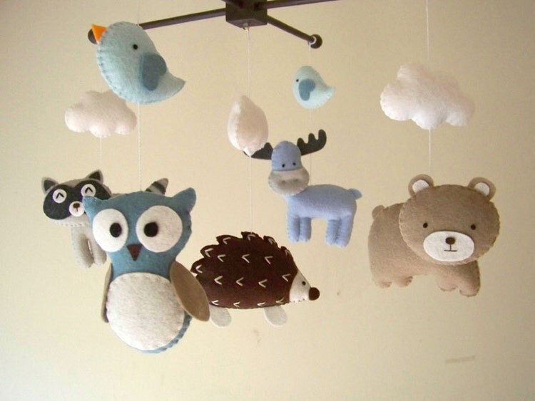 Baby crib mobile forest mobile animal mobile felt by Feltnjoy