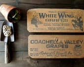 2 Farm Market Grapes Advertising Wall Signs~ Wood Crate Ends~ Wine Country~Barn Fresh Restaurant, Modern Farmhouse Kitchen,Bar Decor /0437
