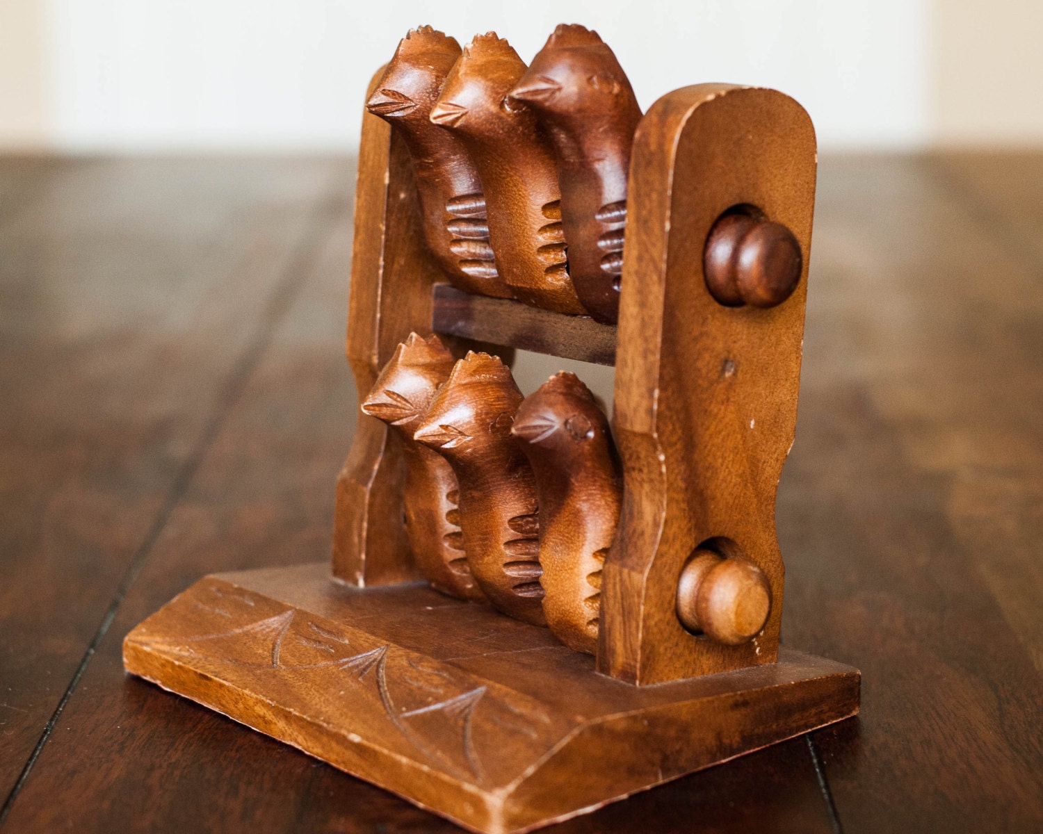 Vintage Napkin Rings Hand Carved Wood Wooden by ...