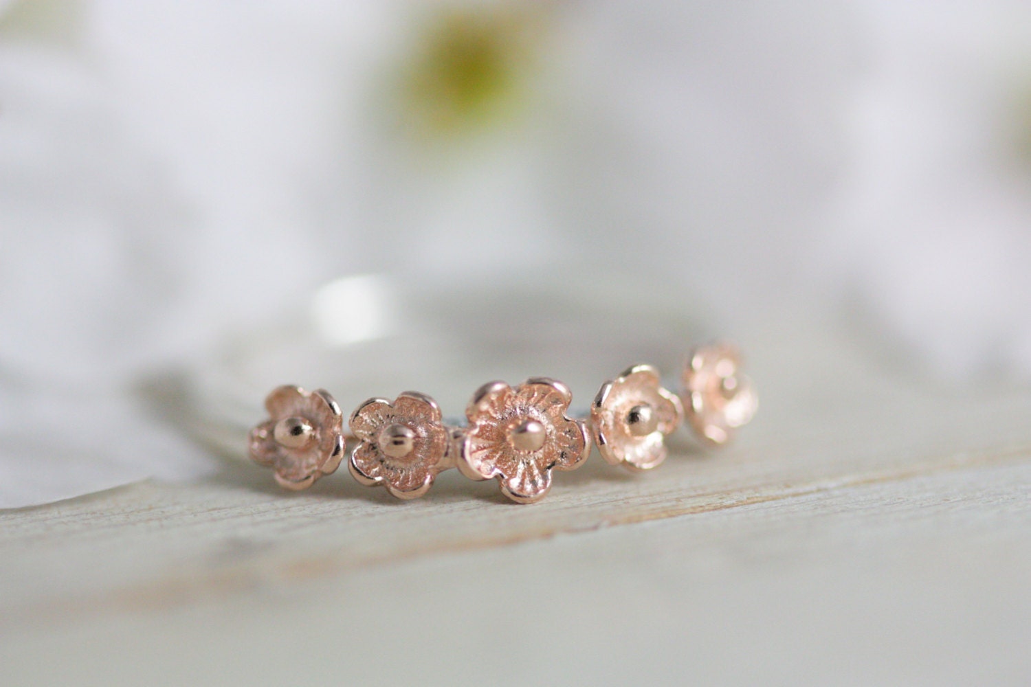 Sakura ring rose gold flower ring rose gold jewelry flower