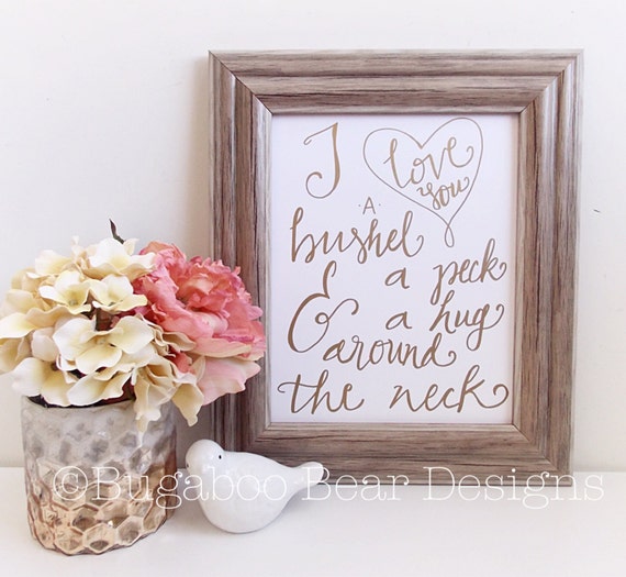 I Love You a Bushel and a Peck Wall Art, Gold Nursery Art, Gold Wall Art, Nursery Decor, Baby Shower Gift, Valentine's Day