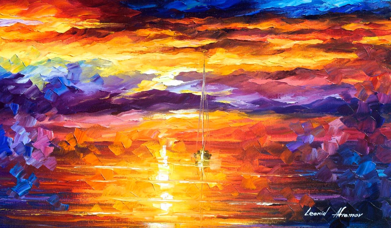 The Sunset Of Emotions PALETTE KNIFE Seascape Modern Wall