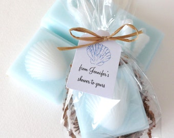 Sea Shell Soap, Beach Theme, Nautical Theme Baby and Bridal Shower Favors, Beach Weddings, Ocean Theme Party, Beach Bathroom Decor, 9 Favors