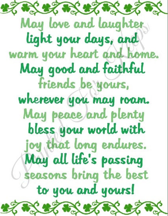 Items similar to Irish Blessing -May love and laughter light your days ...