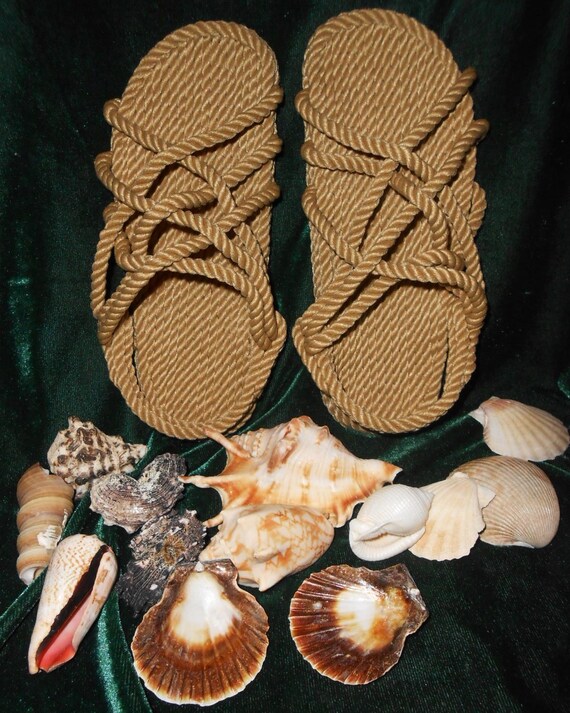 Handmade Utopian Rope Sandals - Size 10 BeigeTan--Womans