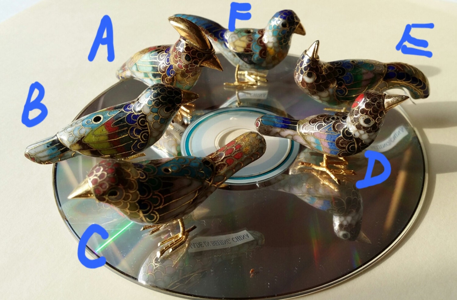 Vintage Chinese Cloisonne Bird Figurine Enamel