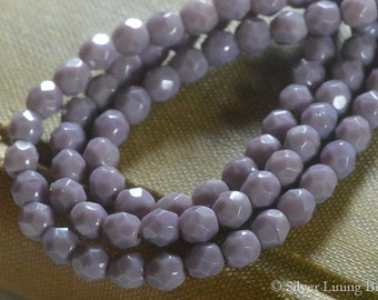 Muted Lavender Bits (50) - Firepolished Czech Glass Bead - 4mm - Faceted Round