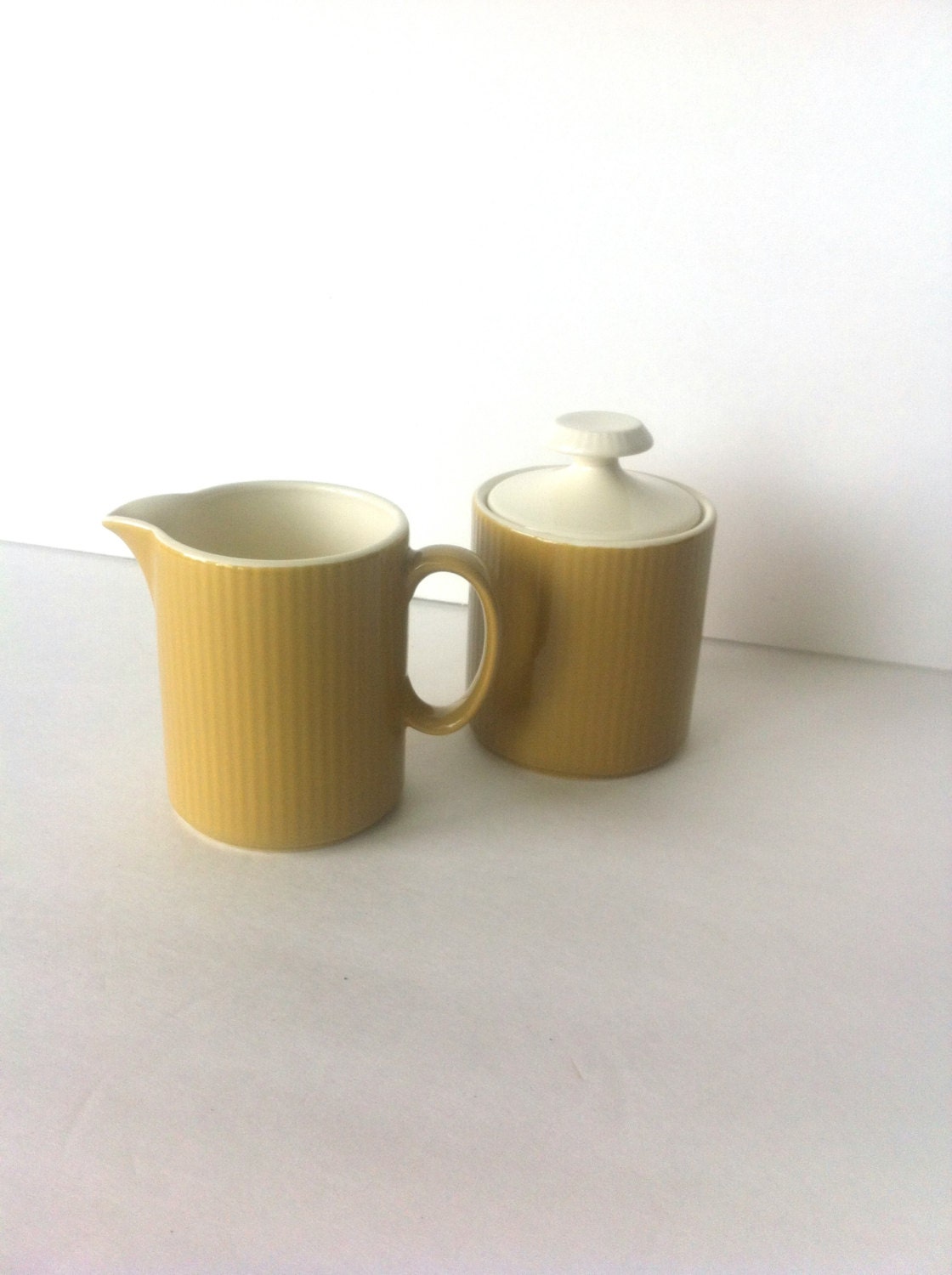 Vintage Sheffield Lidded Sugar and Cream Set Serenade Ribbed Harvest