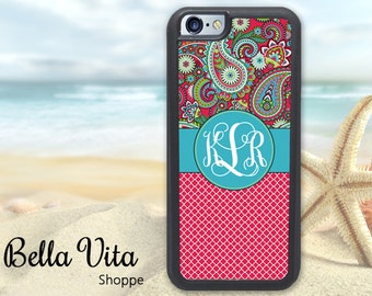 iPhone 5 Case, iPhone 5S Case, Paisley iPhone 5 Case, Red Paisley iPhone Case, Monogrammed iPhone 5 Case, Gift for Her, Bosses Gift 1026 I5S