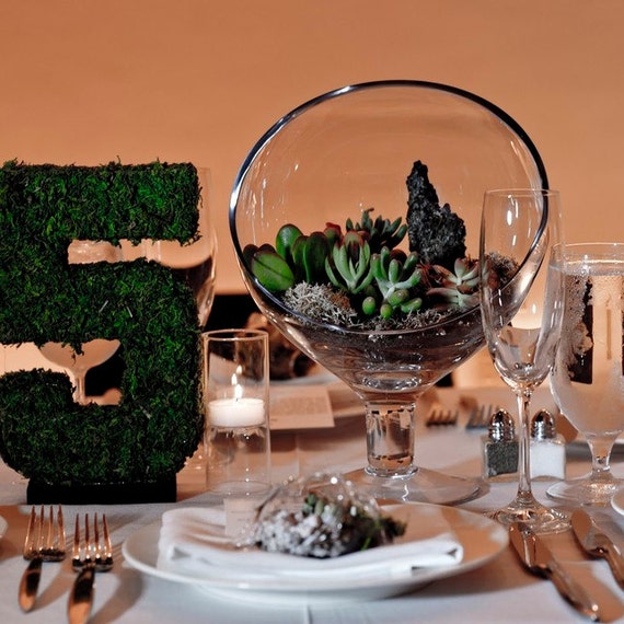 Moss Table Numbers Wedding Decor Moss Centerpiece