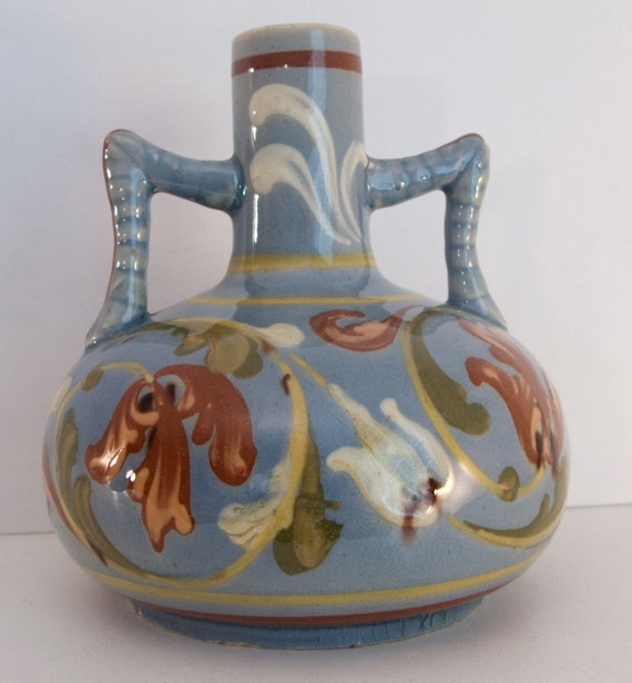 Aller Vale Torquay Pottery Blue Two Handled Scandy Design Vase