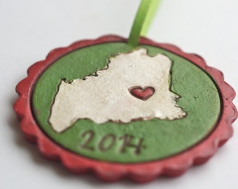 Custom State Christmas Ornament Personalized Christmas folk art ornament