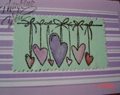 Thinking of You Valentine  card purple green White  OOAKHandmade card