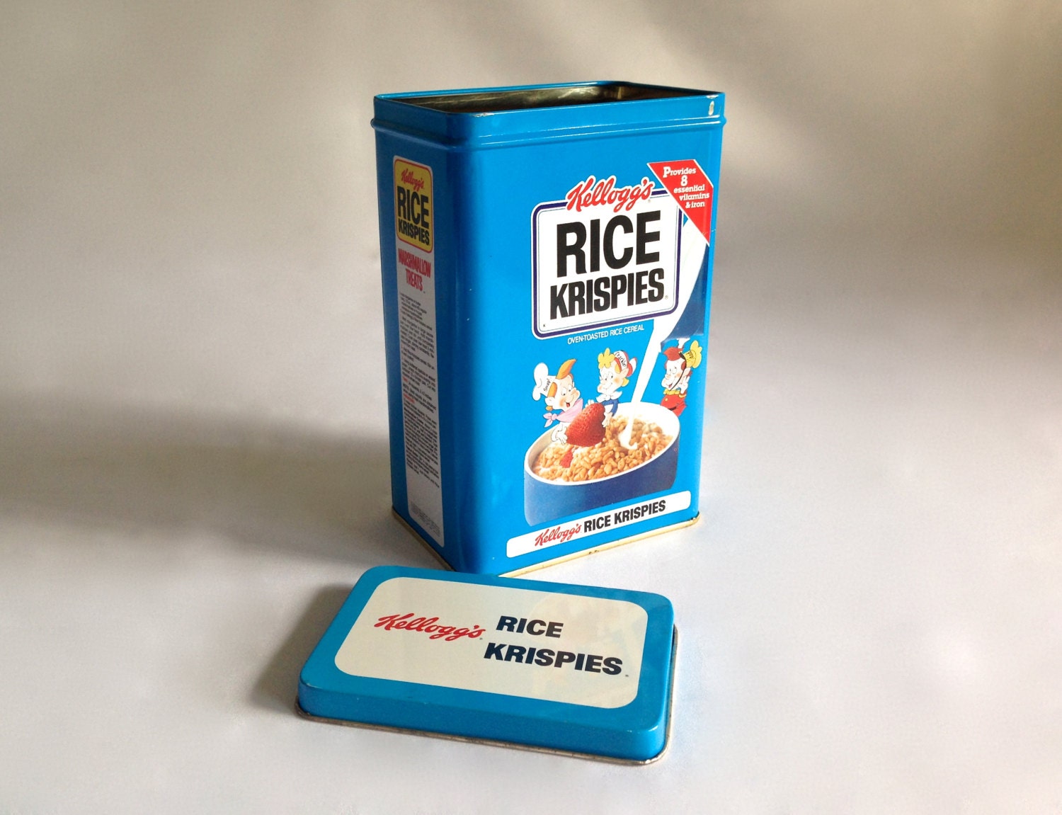 Vintage Rice Krispies Cereal Small Storage Tin 1984 Tin Box