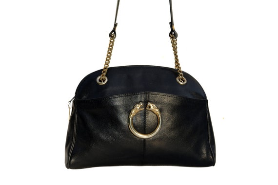 Vintage Pourchet Paris woman genuine leather bag handbag purse
