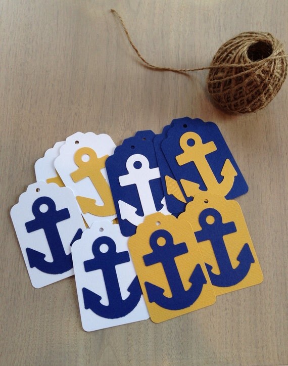 Items similar to Anchor Paper Tags USNA, gift tags, anchor tags, hang