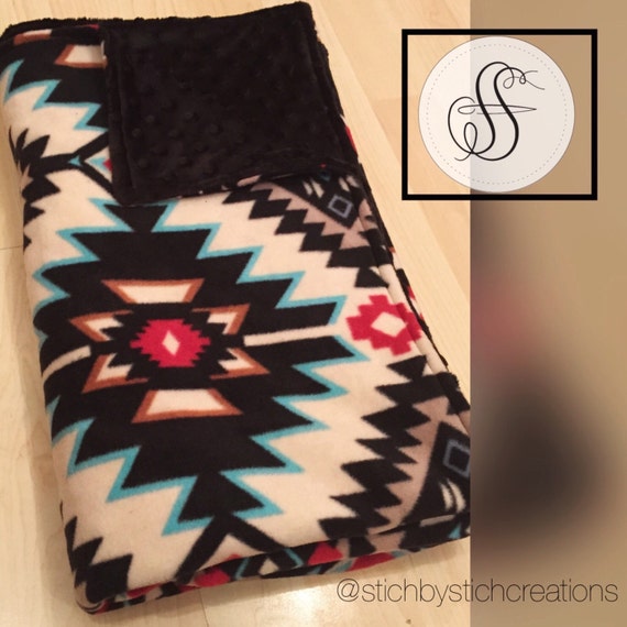 Aztec Fleece and Microfiber Blanket by StichXStichCreations