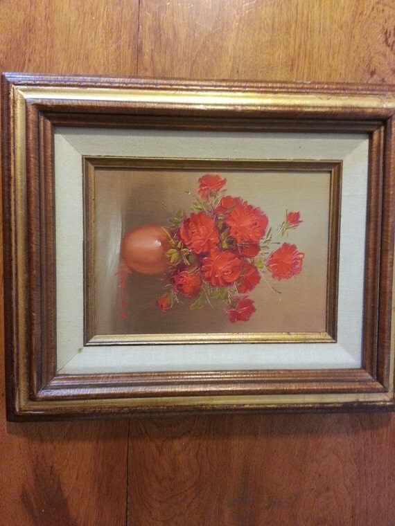 Robert Cox Red Roses Original Signed Oil Painting on Board in