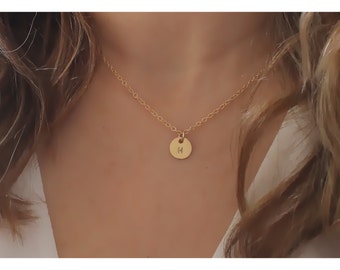 Gold initial jewelry, gold circle necklace, initial gold necklace, tiny initial Gold Disc, 1, 2 , 3, 4, 5 Discs, personalized necklace, 444