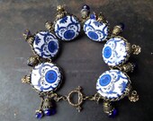 Costume Metal Bracelet,Enamel Metal Bracelet,High Fashion Bracelet,Country Western Bracelet,Cottage Chic Bracelet,Retro Bracelet