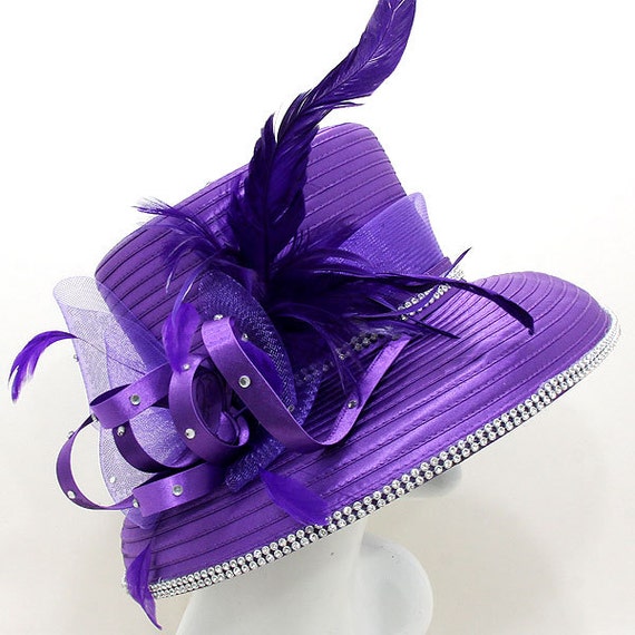 New 2015 Purple Crystal Wedding Dress Hat By Treasureboutique2015