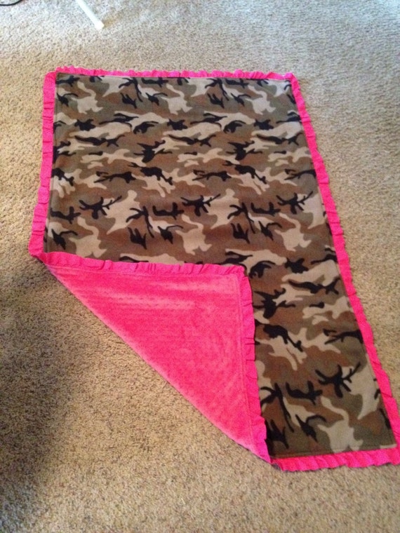 Baby Girl Camo Fleece & Pink Minky Baby Blanket Camoflauge