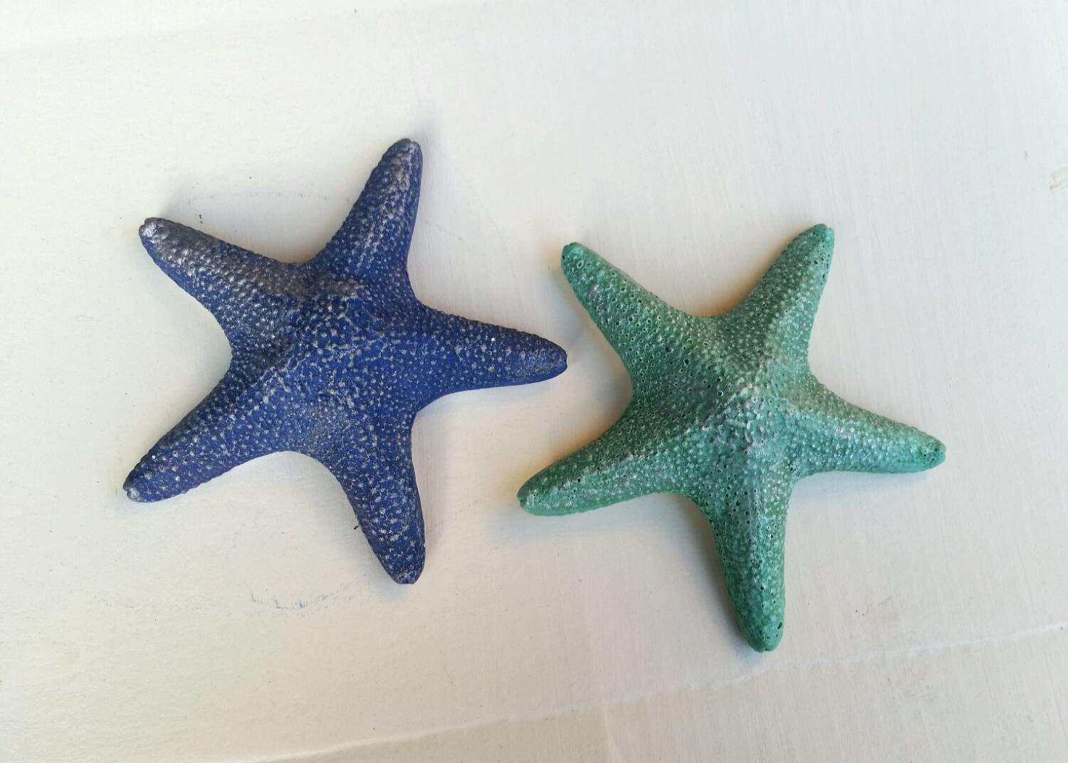 Faux Chalkware Retro Starfish Pair Wall Hanging Vintage