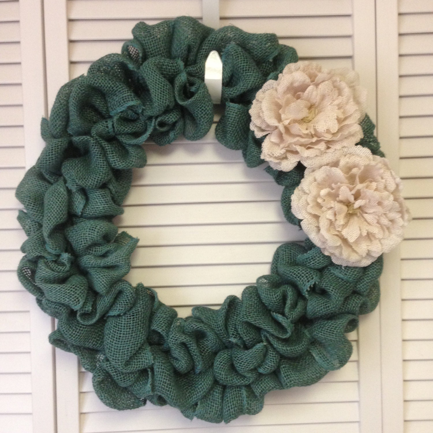 Large Ruffled Teal Wreath Burlap Wreath By Contemporarycrafting 9091