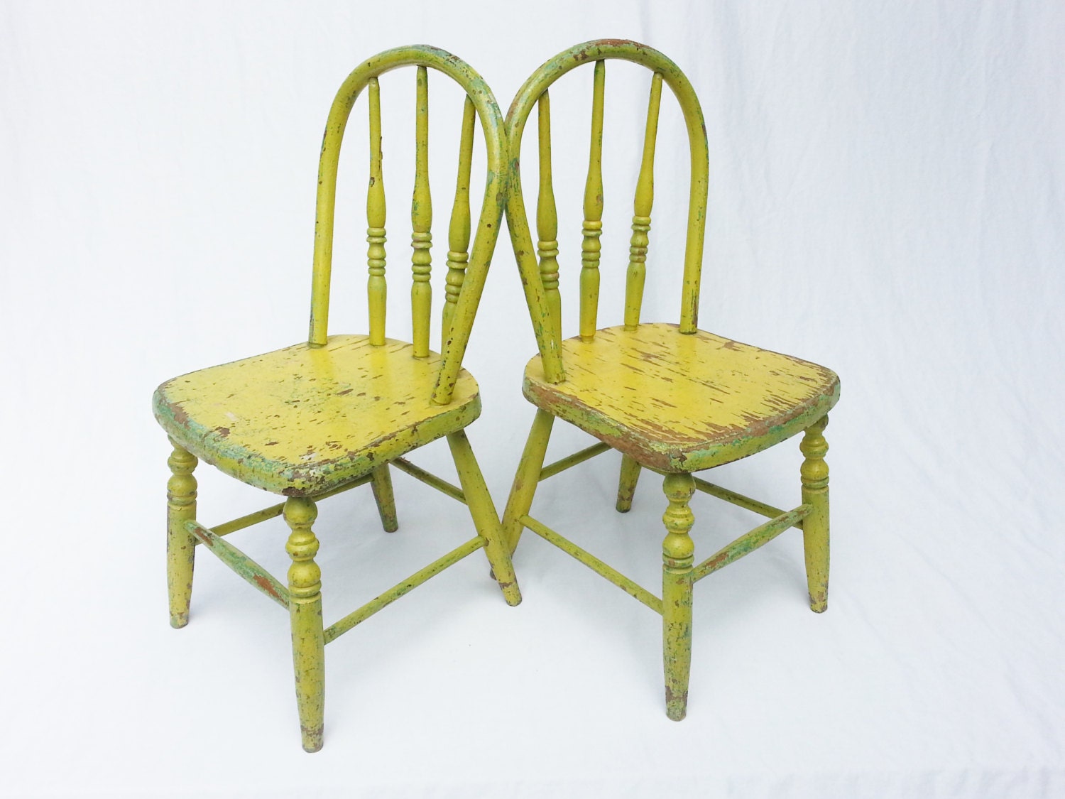 American Antique Childrens’ Chairs, Bentwood Pair Kids Wood Primitive