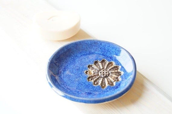 Soap Dish, Royal Blue Ceramic Soap Dish, Ceramic Bathroom Decor 
