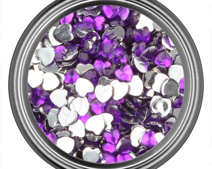 Dark Purple Heart Rhinestone Gems Flat Back Face Art Nail Art Scrapbook Phone Decoration 3mm