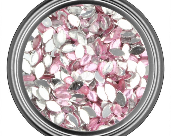 Light Pink Oval Rhinestone Gems Flat Back Face Art Nail Art Scrapbook Phone Decoration 3mm