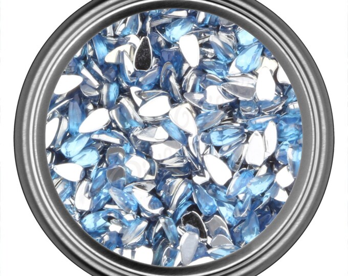 Light Blue Tear Drop Rhinestone Gems Flat Back Face Art Nail Art Scrapbook Phone Decoration 3mm