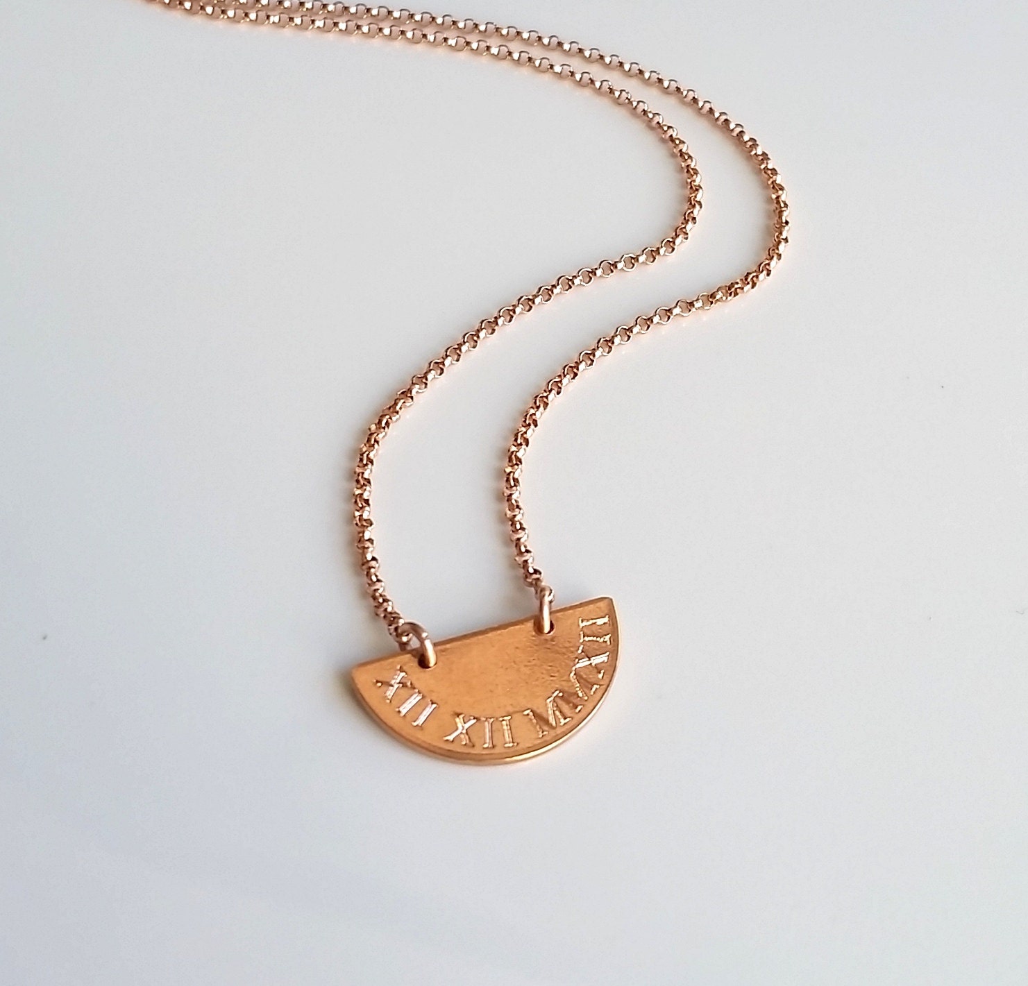 Rose Gold Roman Numeral Necklace Rose Gold by GoldCrushJewelry