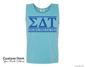SDT Sigma Delta Tau Custom Comfort Colors Classic Sorority Tank