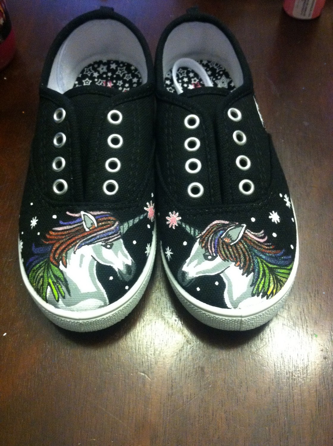 Girls unicorn hand painted shoes