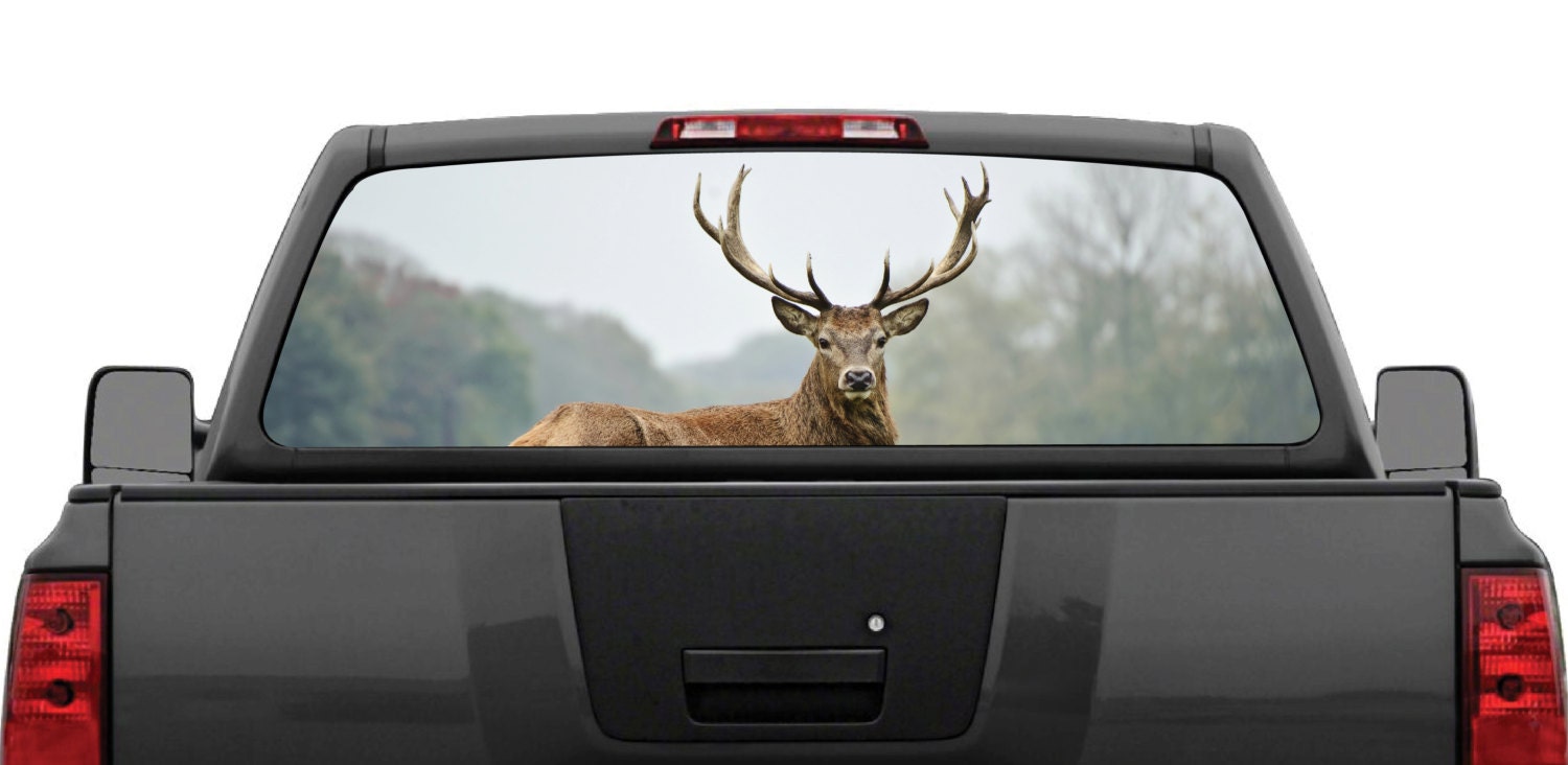 Elk Buck Deer Rear Window Graphic Decal Perforated