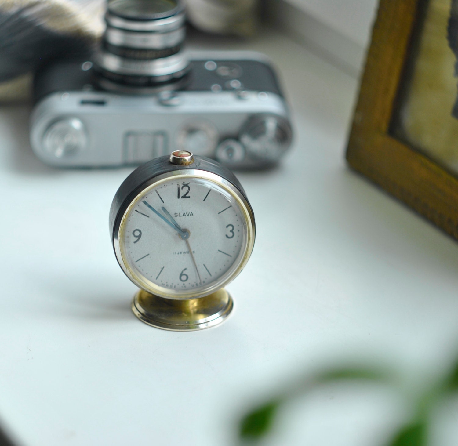 Clock Slava 11 jewels. Made in USSR Black Alarm by azuremiles