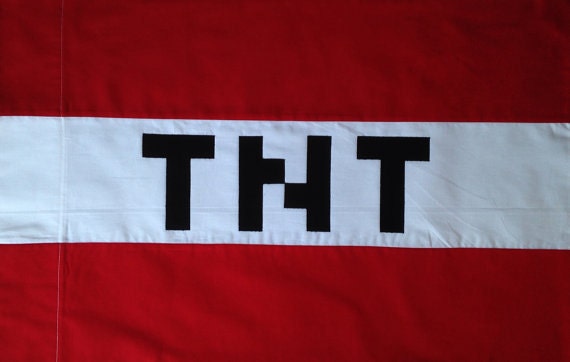 TNT Pillowcase Pixel font block gamer Standard size bedding